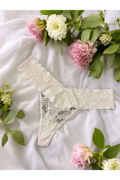 enmodaiçgiyim White Lux Lace Women's Thong