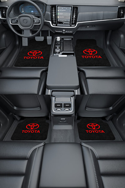 Rugmood Modern Dijital Baskı Siyah, Kırmızı Toyota Logo Universal Araba Paspa...