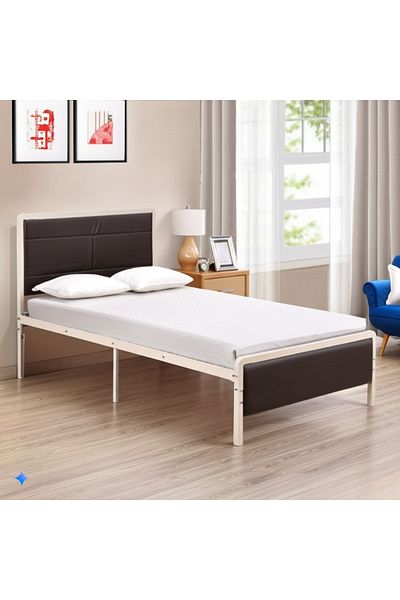 TrentonGCC Modern Metal Bed Frame - 120x200cm, Upholstered Head & Footboard