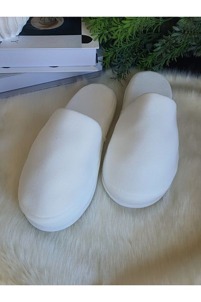 Fiyonks Atölye Sortiment de papuci Papuci de baie unisex albi cu talpă înaltă, papuci de maternitate