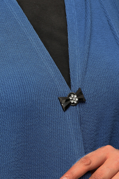 Laden Cardigan lung albastru Mother Saks tricotat de înaltă calitate pentru femei de mărime mare