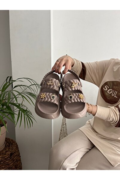 Behtah Kundura High Thick Sole Stone Stylish Design Open Front Soft Daily Slippers Sandals