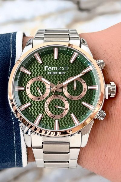 Ferrucci Men's Watch Zmfer086, Mineral Glass and Steel Band & Case