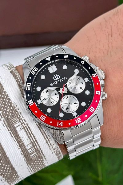 Bigotti Milano Luxury Men's Wristwatch Silver Steel Strap Steel Case Functions Active Zmb009