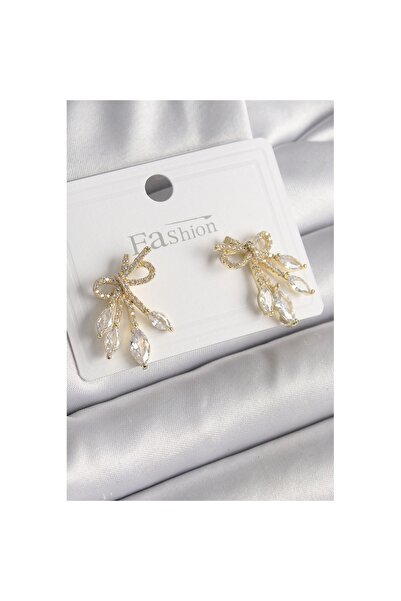 Skygo موديل العقدة الذهبية النحاسية - حلق نسائي بحجر الزركون