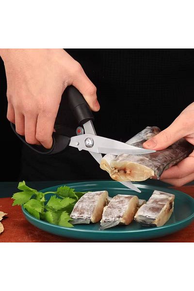 JM Stainless Steel Kitchen Scissors,Meat&Fish Scissors&A Sturdy Bone Cutter With Serrated Cutting Edge