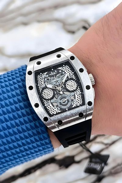 Ferrucci Men's Wristwatch - Black Silicone Cord, Fcf.03258fs.02 Function Bracelet Zmfer156