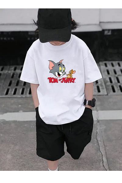 makiteks Μπλουζάκι Unisex Disability 5-14 ετών, Tom Jerry Ποιότητας Βαμβακερό Χτενισμένο