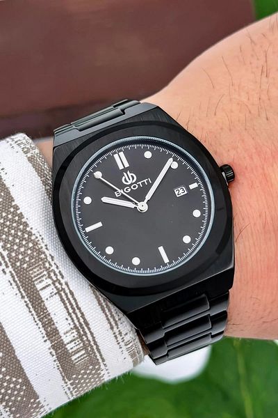 Bigotti Milano Luxury Men's Wristwatch Black Steel Strap Steel Case Functions Active Zmb006