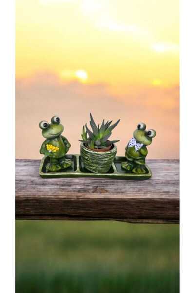 Atölye Dekupaj Kurbağa Tabanlıklı Saksılı Set