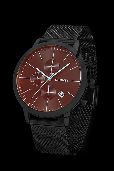 COMMES Colored Glass Men's Wristwatch Functions Active Steel Mesh Strap Wallet and Bracelet Gift