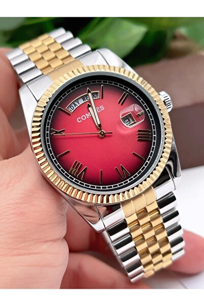 COMMES Erkek Kol Saati Çift Takvim Çelik Kordon Rolex Model