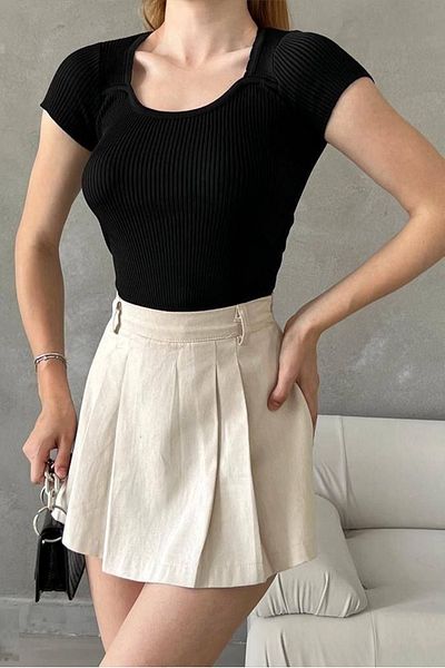 vuvutasarım Νέα σεζόν U Neck Knitwear Γυναικεία μπλούζα με κοντό μανίκι 0303