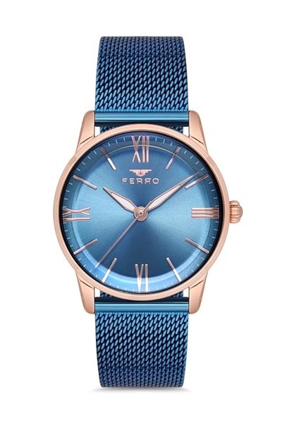 FERRO Navy Blue Straw Cord Women's Wristwatch F21182C-T