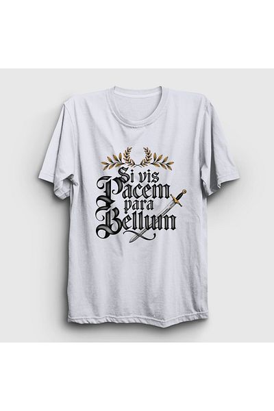 Presmono Unisex Λευκό T-Shirt Si Vis Pacem Para Bellum 524690 ττ