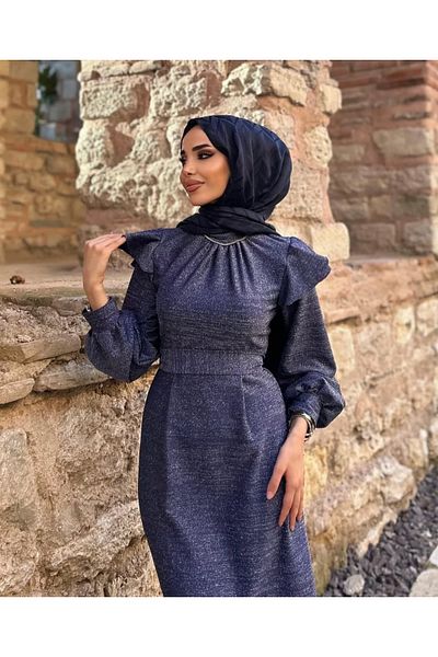 LİNA TESETTÜR Lina glitter shoulder ruffle