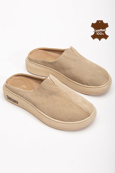 Polomia Comfort Nova femei din piele naturală din piele intoarsa inchis in fata detaliu cauciuc rece Talpa confortabila Sabo zilnic papuci de casa