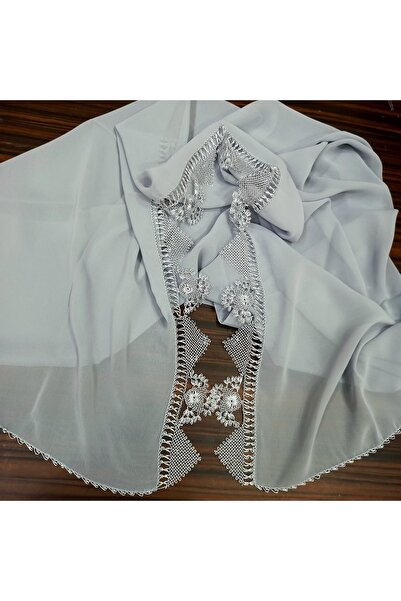 yörük tuhafiye El Işi Iğne Oyası El Işi Namaz ,mevlit, Mevlüt Örtüsü ,gri El Yapımı Bohçalık Oyalı Namaz Başörtüsü