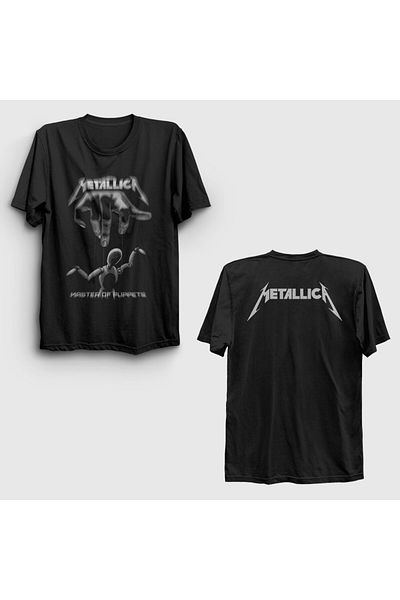 Presmono Μπλουζάκι Unisex Μαύρο Master Of Puppets V3 Metallica με στάμπα στην πλάτη