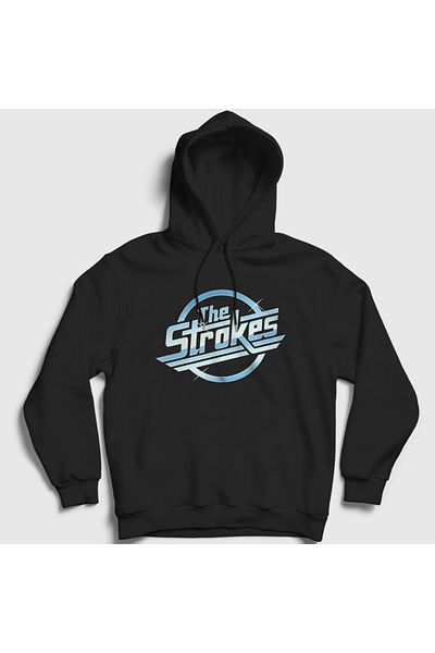 Presmono Унисекс суитшърт с качулка и черно лого Music The Strokes 522561tt