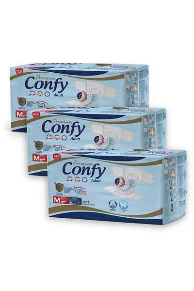 Confy Adult Medium 30 Adult Diapers - 3 Pack
