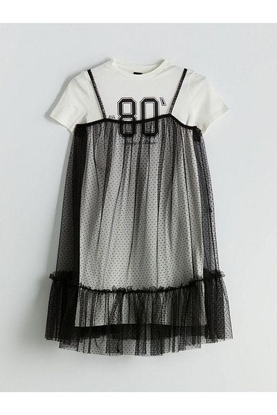 LC Waikiki Teen Girls T-Shirt and Tulle Dress