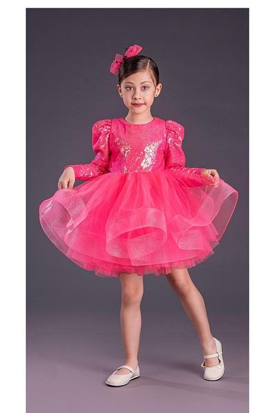 Baby Tutu umflat cu paiete Aden pentru petrecerea 23 aprilie - Rochie pentru fete cu maneca lunga