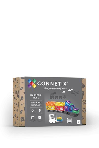 Connetix Rainbow Transport Magnetic Blocks 50 Pieces Building Toy