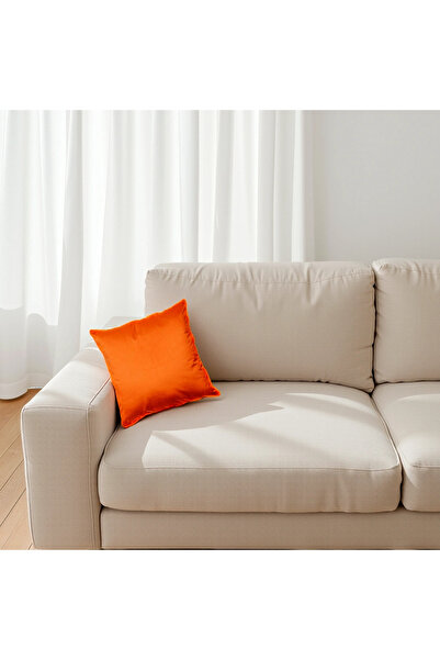 TicaretJet غطاء وسادة برتقالي من جلد الغزال - لون واحد
