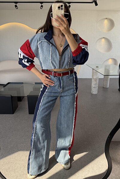 Tulipabutik Püskül Detaylı Denim Takım