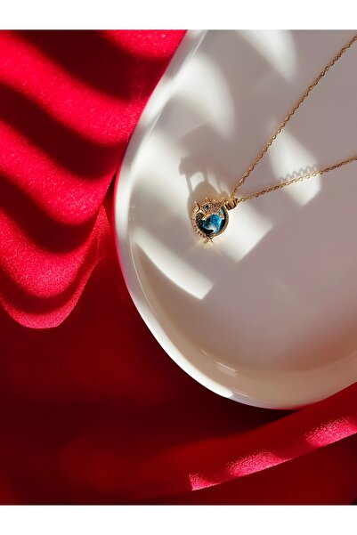 Butik Yıldız Detaylı Gökyüzü Gold Çelik Kolye