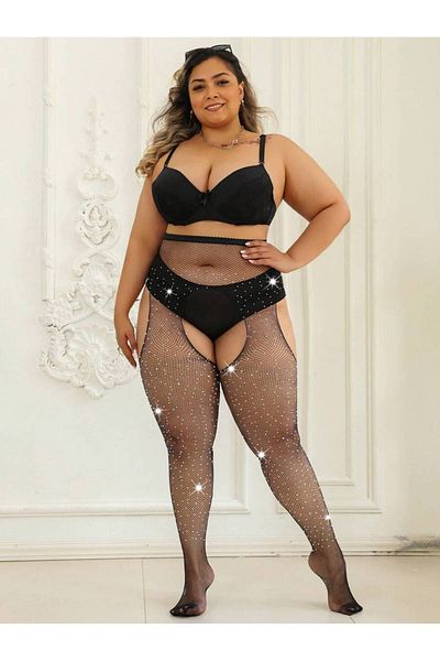 GECELİKS Private Area and Side Open Mesh Pantyhose