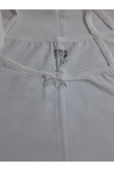 Butik White 100% Cotton Rope Strap Collar Embroidered Girl Child Undershirt