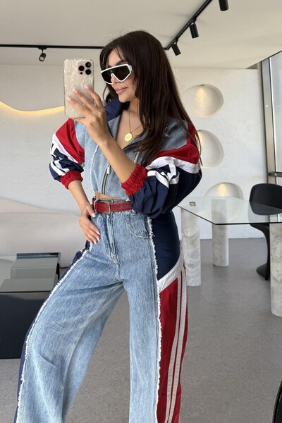 Tulipabutik Püskül Detaylı Denim Takım