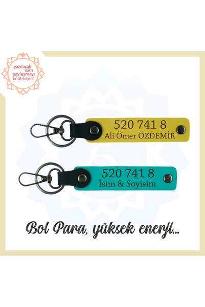 miawiki سلسلة مفاتيح هدية باللون الفيروزي الداكن والأصفر، هدية خاصة تحمل اسمك...