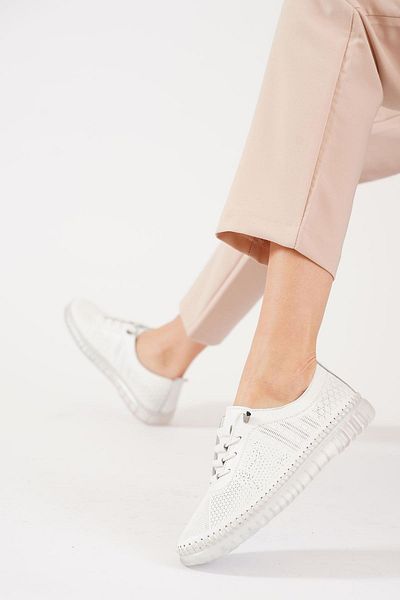 Moda Pie Pantofi de damă cu copertă albă - Piele naturală cu talpă cu laser Seste