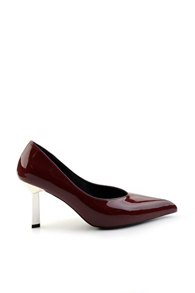 Bambi Bordo Kadın Klasik Topuklu Ayakkabı K01188051108