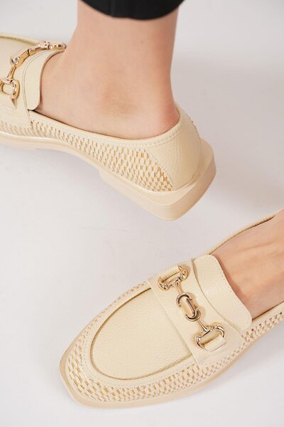 Moda Pie Γυναικεία Μπεζ Μπαλαρίνα Arcapa Ψάθινη αγκράφα