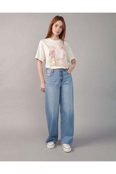 AMERICAN EAGLE AE Oversized Floral Graphic T-Shirt