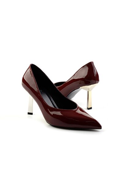 Bambi Bordo Kadın Klasik Topuklu Ayakkabı K01188051108
