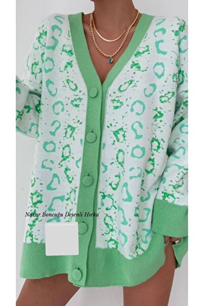 Marvella By Rasha سترة تريكو مطبوعة باللون الأخضر