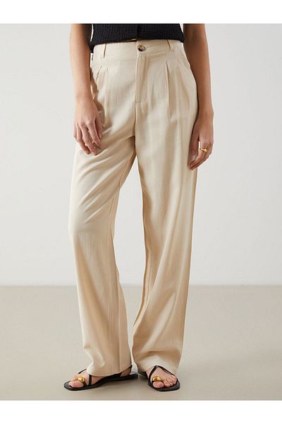 LC Waikiki Γυναικείο πλισέ παντελόνι New Season Linen Mixed - S5GT52Z8