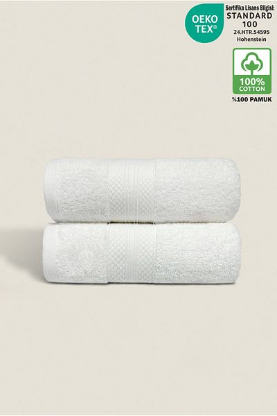 Ellaline Set de 2 prosoape - 100% bumbac, ultra absorbant, bordură cu model diamant moale 50x80cm
