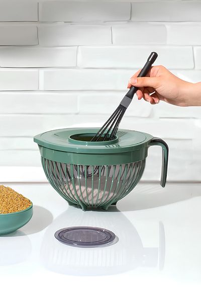 Melkan Home Multipurpose 3 in 1: Mixer Bowl, Mixing Bowl and Mixing Rice Strainer