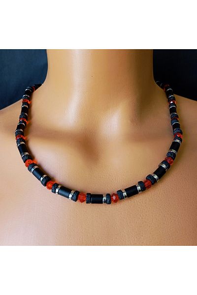 Asteria Elite Onyx Lava Stone Courage Motivation and Focus Necklace Bracelet Set