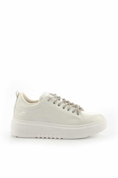 Bambi Weißer Damen-Sneaker aus faltigem Lackleder K 01345016008