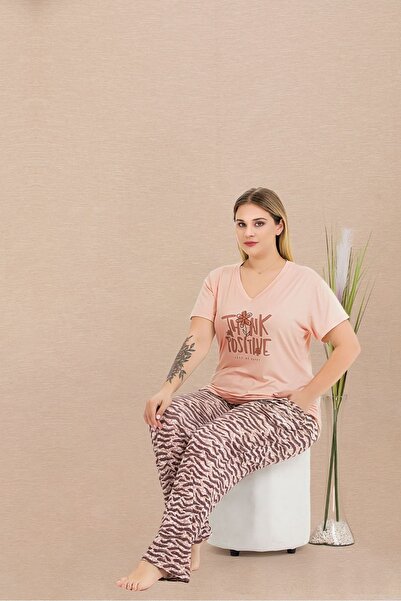 lidofya Powder Short Sleeve Plus Size Pajama Set