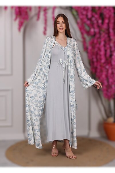MANSHET Kadın Lohusa Hamile Sabahlıklı Gecelik 2'Li Takımı Özel Tasarım