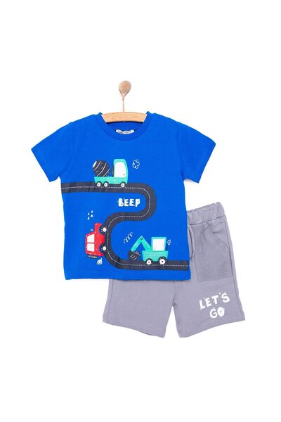 ebebek Hello Baby HelloBaby Cars&Roads Yol Baskılı Erkek Tshirt-Şort Erkek Bebek