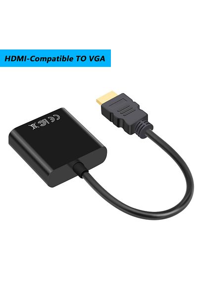 Choice محول كابل HDMI إلى VGA أسود مع محول طاقة صوت FHD 1080P للكمبيوتر اللوحي